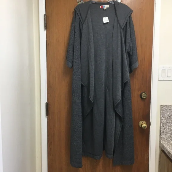 NWT Free People FP Beach Gray Jet Set Cardi Long Hooded Duster - Picture 6 of 15